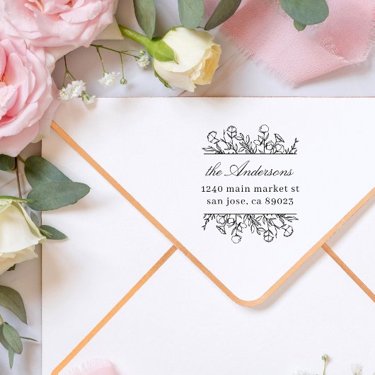 Tampons Encreurs Frame Feuille Nom de famille Adresse de retour