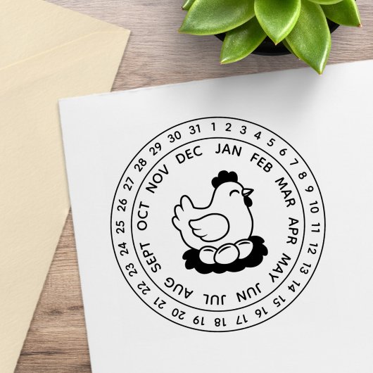 Tampons Encreurs Fresh Chicken Eggs Carton Date Wheel