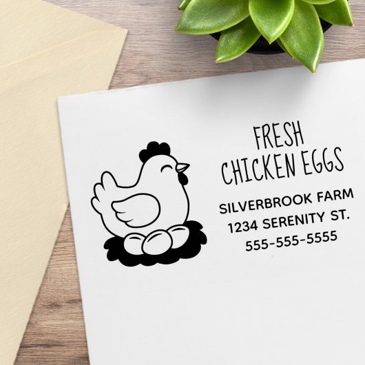 Tampons Encreurs Fresh Chicken Eggs Farm Address Large