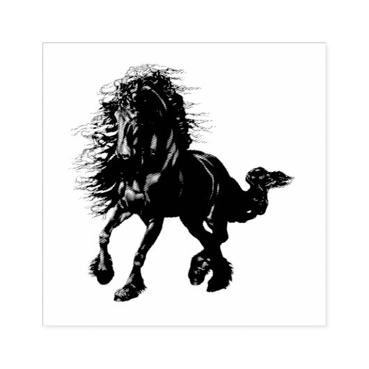 Tampons Encreurs Friésien, étalon noir, j'aime mon Friésien (Impression)