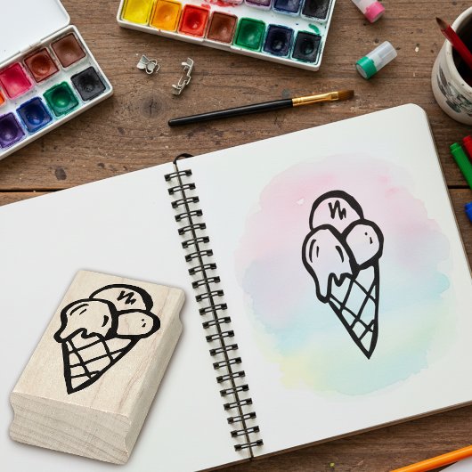 Tampons Encreurs Fun Dessert Crème de glace Cone Art Timbre en Bois