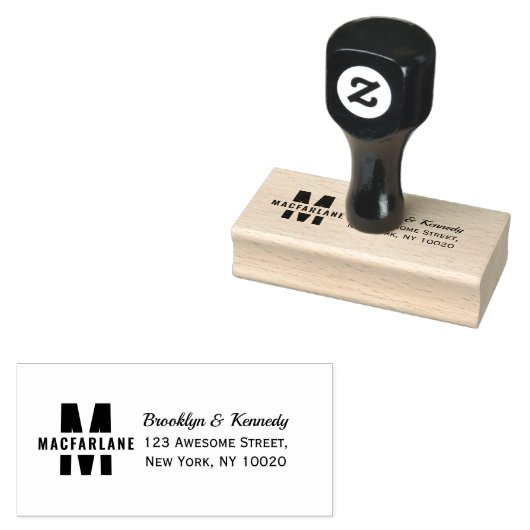 Tampons Encreurs Fun Monogramme Couple Nom Typographie Adresse de r (Tamponné)