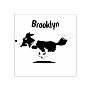 Tampons Encreurs Funny Border Collie chien en course dessin animé