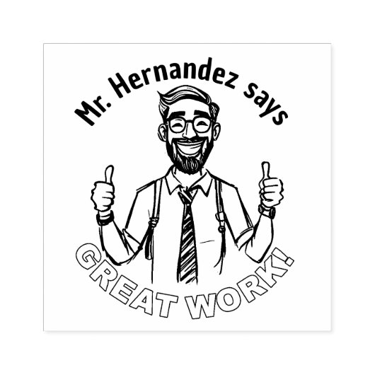 Tampons Encreurs Funny Custom Happy Enseignant classe Grand travail (Impression)