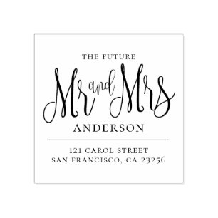 Tampons Encreurs Futur M. et Mme mariage moderne adresse de retour