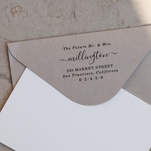 Tampons Encreurs Futur M & Mme Elegant Nom du script Adresse de ret