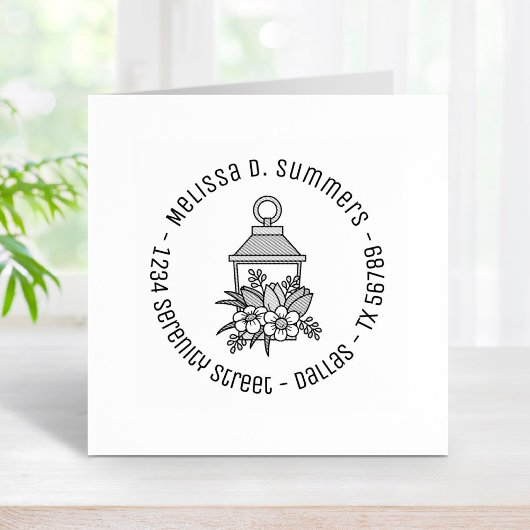 Tampons Encreurs Garden Lantern Flowers Adresse ronde 2