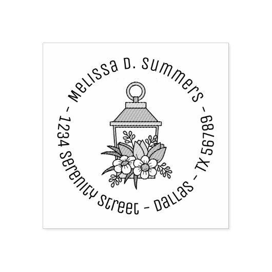 Tampons Encreurs Garden Lantern Flowers Adresse ronde 2 (Impression)