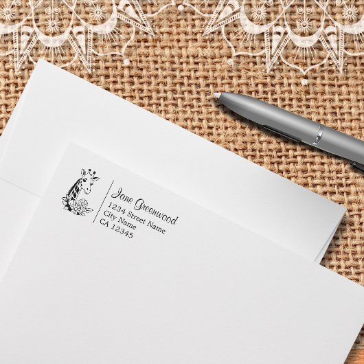 Tampons Encreurs Giraffe Et Fleurs Nom Et Adresse