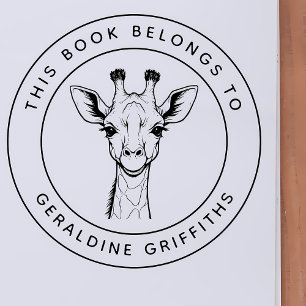 Tampons Encreurs Giraffe Personnalisée Ce livre appartient au nom d