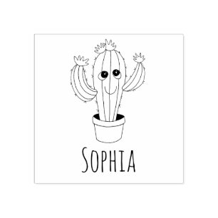 Tampons Encreurs Girls Cute Kawaii Cactus & Name School Boplate