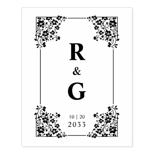 Tampons Encreurs Glam Botanical Frame Wedding Initials (Impression)