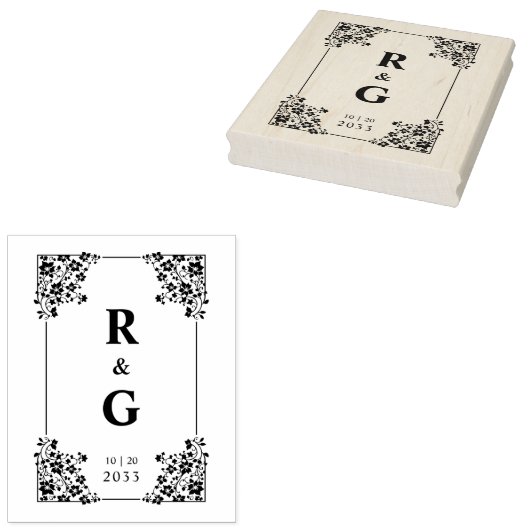 Tampons Encreurs Glam Botanical Frame Wedding Initials (Tamponné)