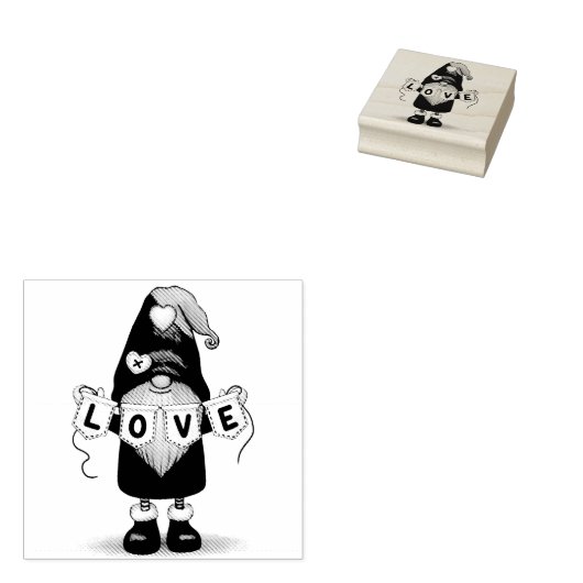 Tampons Encreurs Gnome avec Bannière d'amour Timbre en caoutchouc (Tamponné)