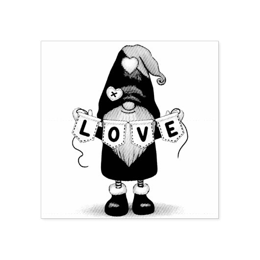 Tampons Encreurs Gnome avec Bannière d'amour Timbre en caoutchouc (Impression)