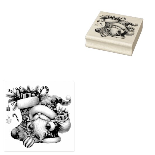 Tampons Encreurs Gnome de Noël, Chaussettes et Cadeaux (Tamponné)