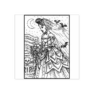 TAMPONS ENCREURS GOTH HALLOWEEN BRIDE, BAT VEIL RUBBER STAMP