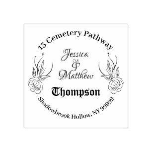 Tampons Encreurs Gothique Floral Round Return Adresse Mariage