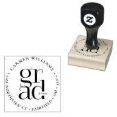 Tampons Encreurs Grad moderne ronde retour Adresse Wood Art Timbre (Tamponné)