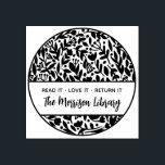 Tampons Encreurs Gras Floral Botanical Round Library Nom Plaque d'e<br><div class="desc">Bold Floral Botanical Round Library Nom Bookplate Bookplate Boden Stamp. Avec un motif floral placé dans une forme ronde avec "Lisez-le. Aimez-le. Retournez-le." dans la typographie moderne et le nom de la bibliothèque personnalisée dans une belle police de script.</div>