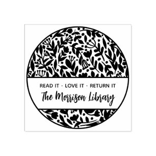 Tampons Encreurs Gras Floral Botanical Round Library Nom Plaque d'e