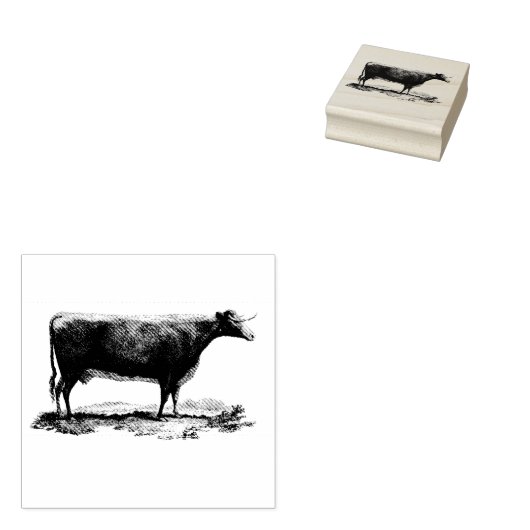 Tampons Encreurs Gravure vintage de vache (Tamponné)