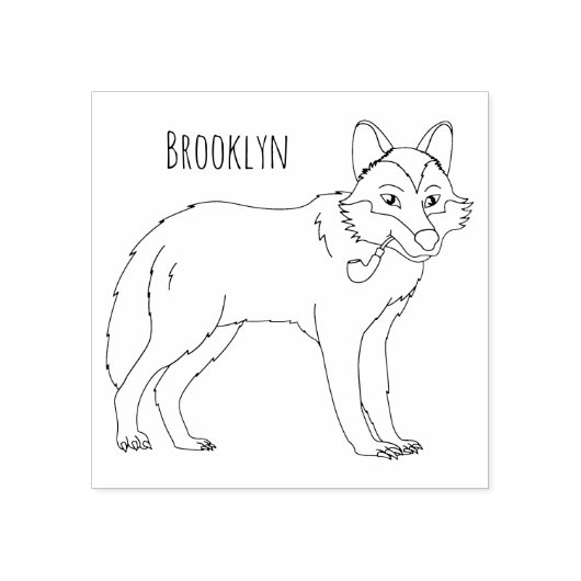 Tampons Encreurs Gray wolf with pipe cartoon (Impression)