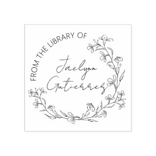 Tampons Encreurs Gribouillis Floral De La Bibliothèque De