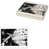 Tampons Encreurs Grosse Sci Fi Rocket Planète Wood Art Timbre (Tamponné)