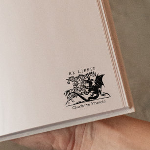 Tampons Encreurs Guerrier Dragon Fantastique, Livre Ex Libris Vinta