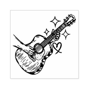 Tampons Encreurs Guitare acoustique dessinée à la main pour le guit