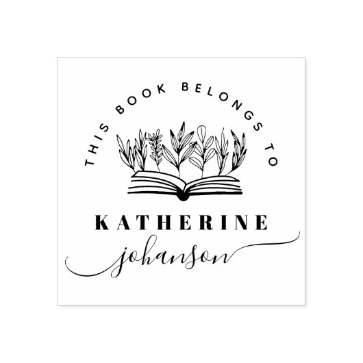 Tampons Encreurs Hand-drawn Book Flowers Elegant Script Library (Impression)