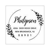 Tampons Encreurs Hand Drawn Greenery Wreath Name & Address (Impression)