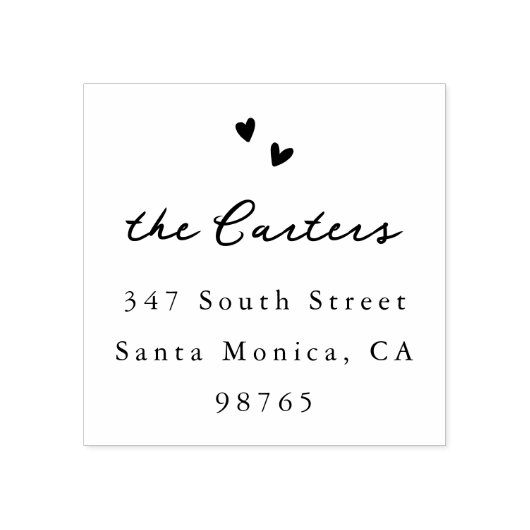 Tampons Encreurs Hand Drawn Hearts Whimsical Script Name & Address (Impression)