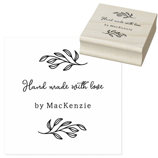 Tampons Encreurs Hand Made With Love Botanical Line Art Custom Name