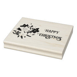 Tampons Encreurs Happy Christmas Floral Rubber Stamp