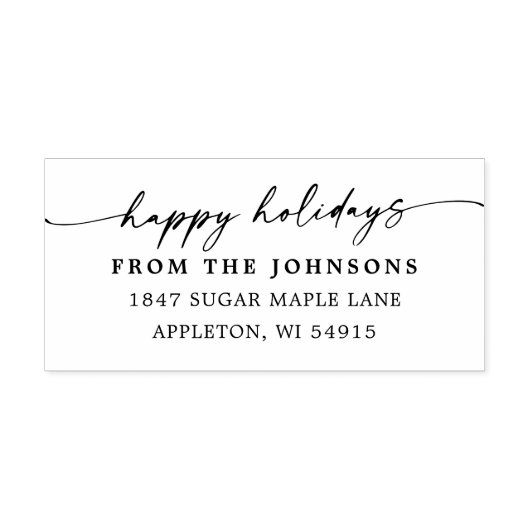 Tampons Encreurs Happy Holidays Custom Address Wood Art Stamp (Impression)