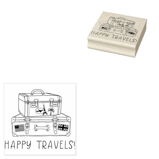 Tampons Encreurs Happy Travels Valise En Caoutchouc (Tamponné)