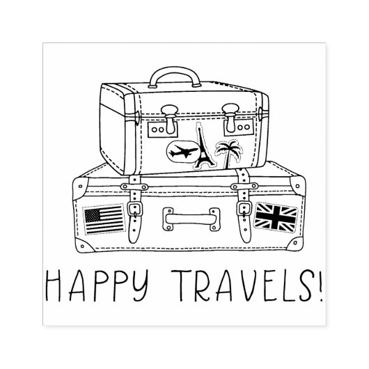 Tampons Encreurs Happy Travels Valise En Caoutchouc (Impression)