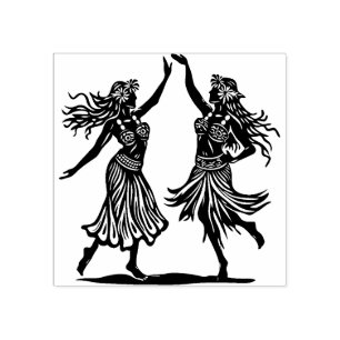 Tampons Encreurs Hawaiian Hula Dancer Girls Rubber Stamp