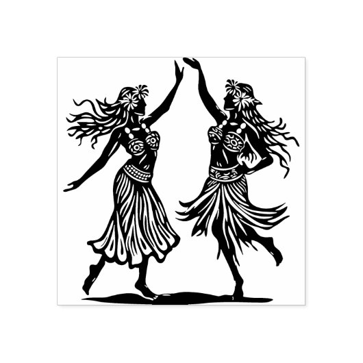 Tampons Encreurs Hawaiian Hula Dancer Girls Rubber Stamp (Impression)