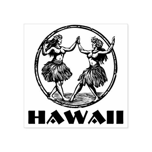Tampons Encreurs Hawaiian Hula Dancer Girls Rubber Stamp (Impression)