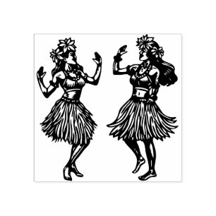 Tampons Encreurs Hawaiian Hula Dancer Girls Rubber Stamp