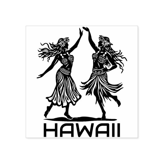 Tampons Encreurs Hawaiian Hula Dancer Girls Rubber Stamp (Impression)