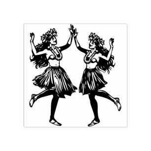 Tampons Encreurs Hawaiian Hula Dancer Girls Rubber Stamp