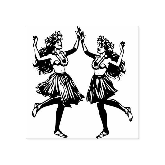 Tampons Encreurs Hawaiian Hula Dancer Girls Rubber Stamp (Impression)
