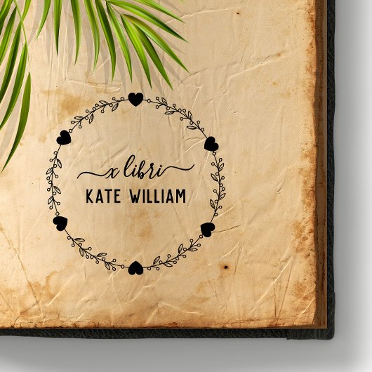 Tampons Encreurs Heart Botanical Wreath ex libris timbre