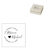 Tampons Encreurs Heart & Elegant Round Text Mariage Adresse de reto (Tamponné)