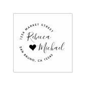 Tampons Encreurs Heart & Elegant Round Text Mariage Adresse de reto (Impression)