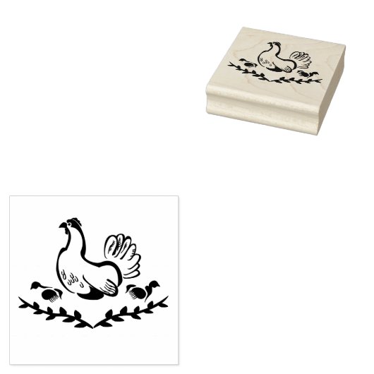 Tampons Encreurs Hen with Yellow Chicks Line Art (Tamponné)